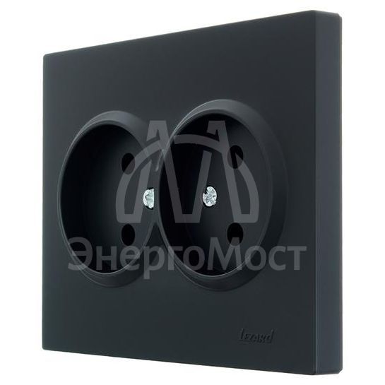 Розетка 2-м СП VESNA без заземл. ПБТ черн. бархат LEZARD 742-4200-128B
