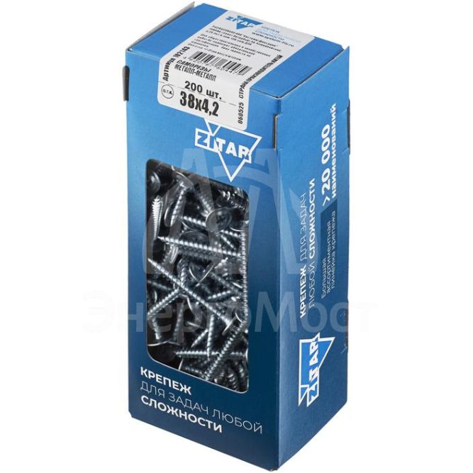 Саморез для тонкого метал. листа 4.2х38 (уп.200шт) коробка Tech-Krep 102143