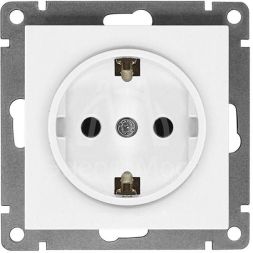 Розетка 1-м СП Афина 16А IP20 с заземл. механизм бел. Universal A0028