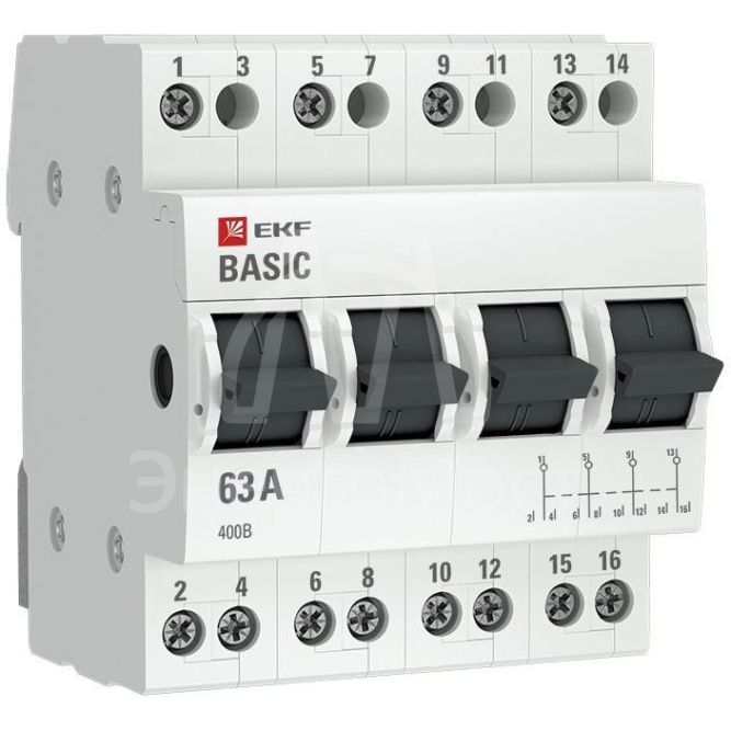 Переключатель трехпозиционный 4п 63А Basic EKF tps-4-63