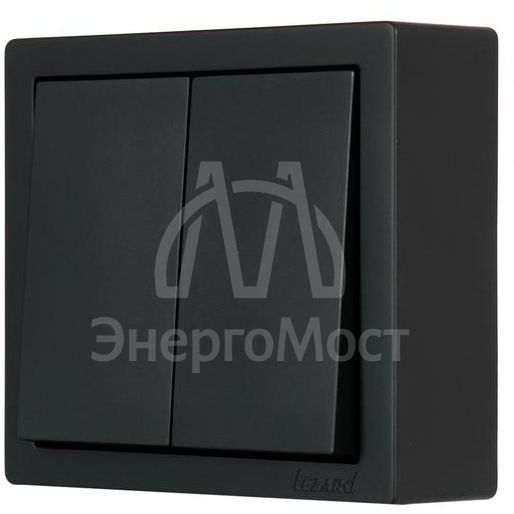 Выключатель 2-клав. LETO черн. бархат LEZARD 752-4200-101