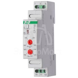 Реле напряжения CP-710 (однофазный; контроль верхнего и нижнего значений напряжения; монтаж на DIN-рейке 35мм; 230В 16А 1P IP20) F&amp;amp;F EA04.009.001