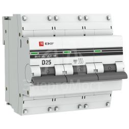 Выключатель автоматический модульный 3п D 25А 10кА ВА 47-100 PROxima EKF mcb47100-3-25D-pro