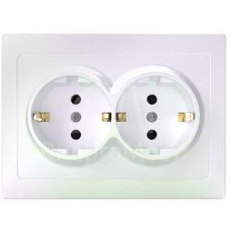 Розетка 2-м СП Pixel 16А IP20 с заземл. защ. шторки в сборе перламутр. TOKOV ELECTRIC TKE-PX-R2FZSF-C04