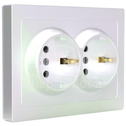 Розетка 2-м СП Pixel 16А IP20 с заземл. защ. шторки в сборе перламутр. TOKOV ELECTRIC TKE-PX-R2FZSF-C04