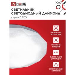 Светильник светодиодный DECO ДАЙМОНД 36Вт 230В 4000К 2340лм 350мм IN HOME 4690612033716