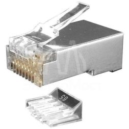Разъем PLUG-8P8C-UV-C6-SH-100 RJ45(8P8C) под витую пару кат. 6 (50/50 микродюйм)экранир. универс.(для ож и мж кабеля) со вставкой (уп.100 шт) Hyperline 49383