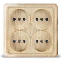 Розетка 4-м ОП Олимп без заземл. квадрат сосна UNIVersal 1176