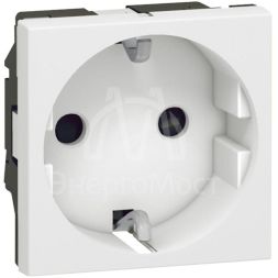 Механизм розетки 1-м СП Mosaic New 2мод. с заземл. прав. бел. Leg 077211