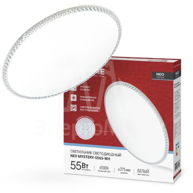 Светильник светодиодный NEO MYSTERY-5565-WH 55Вт 230В 6500К 4400лм 375х59мм бел. IN HOME 4690612060842
