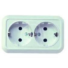 Розетка 2-м ОП 16А IP20 с заземл. бел. Makel 45182