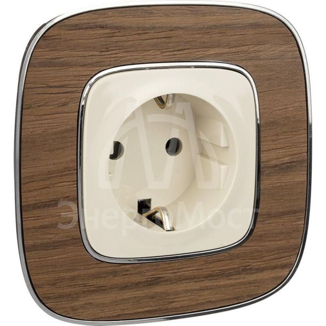 Механизм розетки 1-м СП Valena Allure 16А IP2X 250В 2К+З с лиц. панелью безвинт. зажимы сл. кость Leg 753821