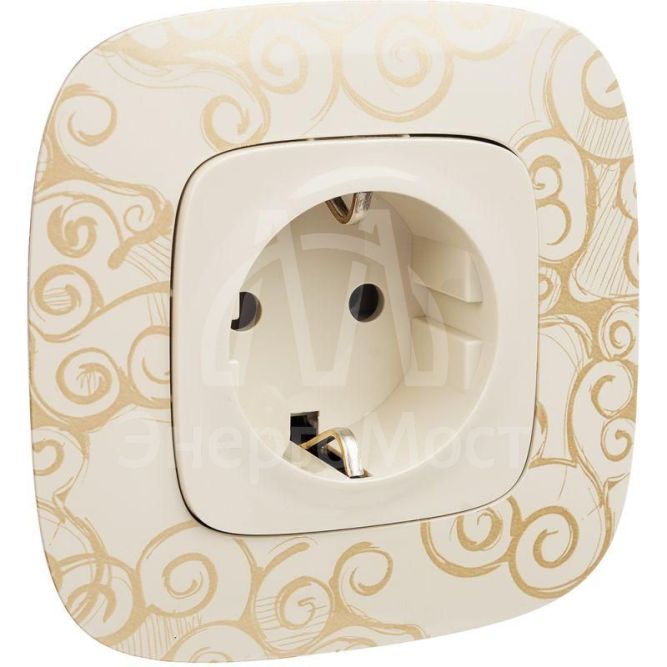 Механизм розетки 1-м СП Valena Allure 16А IP2X 250В 2К+З с лиц. панелью безвинт. зажимы сл. кость Leg 753821