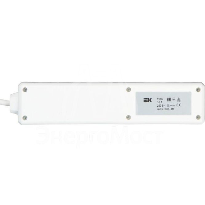 Удлинитель 4х5м с заземл. 16А IP20 У04К с выкл. 2P+PE IEK WYP10-16-04-05-ZK-N