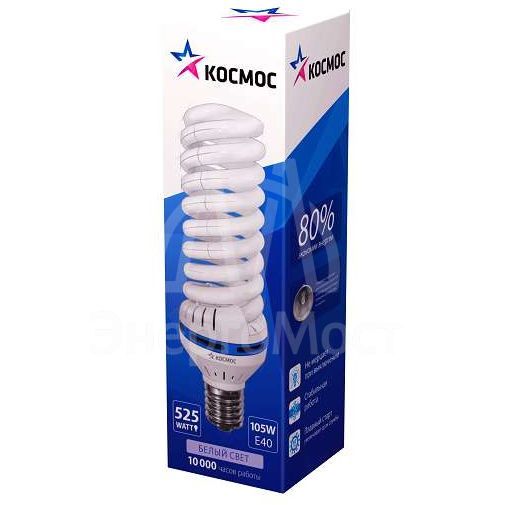 Лампа люминесцентная компакт. SPC 105Вт E40 спиральная 4000К КОСМОС LKsmT5SPC105WE4042_m