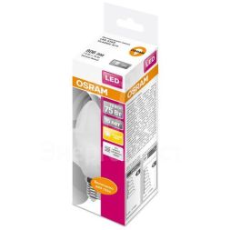 Лампа светодиодная LED STAR CLASSIC B 75 8W/830 8Вт свеча 3000К тепл. бел. E14 806лм 220-240В матов. пласт. OSRAM 4058075210684