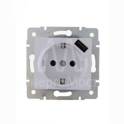 Механизм розетки 1-м СП KARINA 16А с з/к + USB разъем бел. LEZARD 707-0288-181