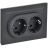 Розетка 2-м СП BRITE РСш12-3-БрГ 16А в сборе с заземл. защ. шторки графит IEK BR-R24-16-K53-F