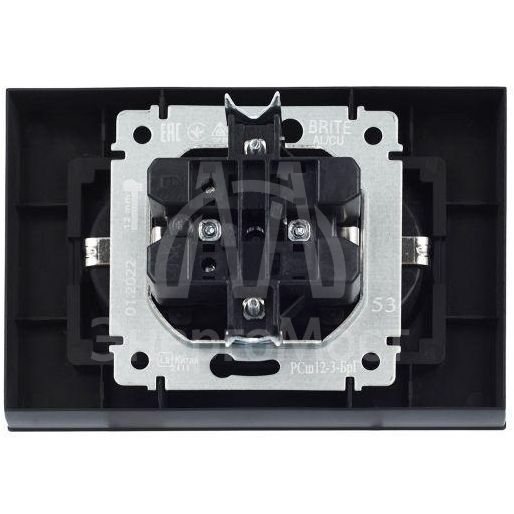 Розетка 2-м СП BRITE РСш12-3-БрГ 16А в сборе с заземл. защ. шторки графит IEK BR-R24-16-K53-F