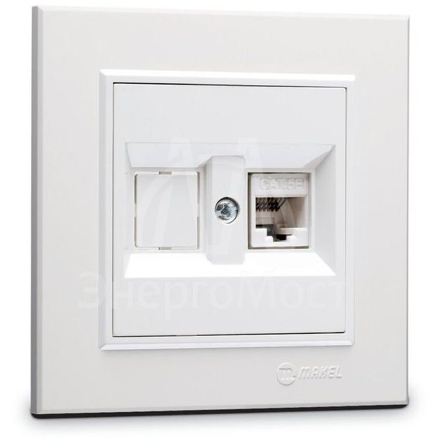 Розетка компютерная CAT5 + гнездо СП Karea IP20 бел. Makel 56001035