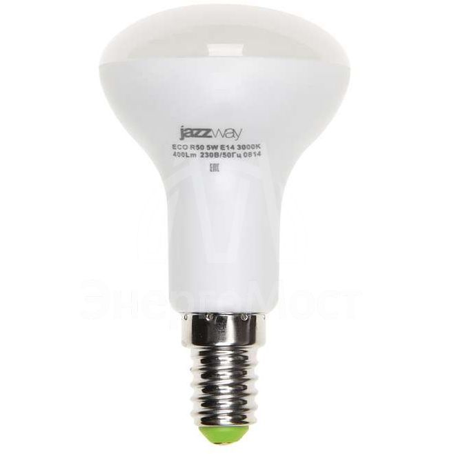 Лампа светодиодная PLED-ECO-R50 5Вт 3000К тепл. бел. E14 400лм 220-240В JazzWay 1037015A