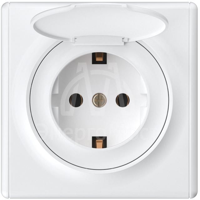 Розетка 1-м СП Florence 16А IP20 с заземл. с крышкой винт. клеммы механизм бел. 1E10501300 OneKeyElectro 2172768