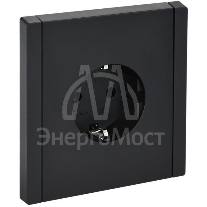 Розетка СП FORTE&amp;amp;PIANO FP116 16А с заземл. без защ. шторок винт. крепл. черн. IEK FP-R11-16-K02