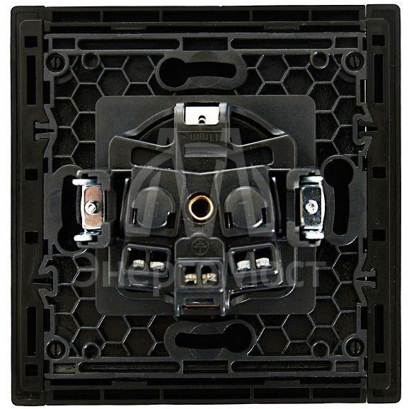 Розетка СП FORTE&amp;amp;PIANO FP116 16А с заземл. без защ. шторок винт. крепл. черн. IEK FP-R11-16-K02