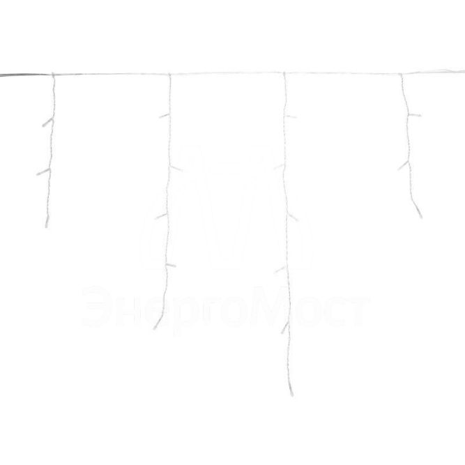 Гирлянда светодиодная &amp;quot;Айсикл&amp;quot; (бахрома) 5х0.6м с эффектом мерцания прозр. провод IP44 230В диоды бел. 112 LED Neon-Night 255-525