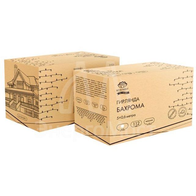 Гирлянда светодиодная &amp;quot;Айсикл&amp;quot; (бахрома) 5х0.6м с эффектом мерцания прозр. провод IP44 230В диоды бел. 112 LED Neon-Night 255-525