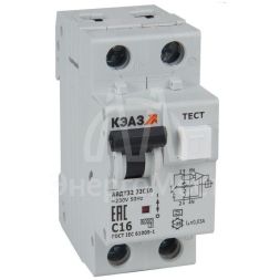 Выключатель автоматический дифференциального тока 2п C 6А 30мА тип A 6кА АВДТ32-22C6 A УХЛ4 КЭАЗ 228063