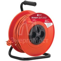 Удлинитель на катушке 4х50м без заземл. 6А IP20 Атлант 2.0 1.3кВт ПВС 2х0.75 PROxima EKF UKA02-06-275-4-50