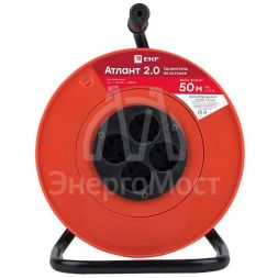 Удлинитель на катушке 4х50м без заземл. 6А IP20 Атлант 2.0 1.3кВт ПВС 2х0.75 PROxima EKF UKA02-06-275-4-50