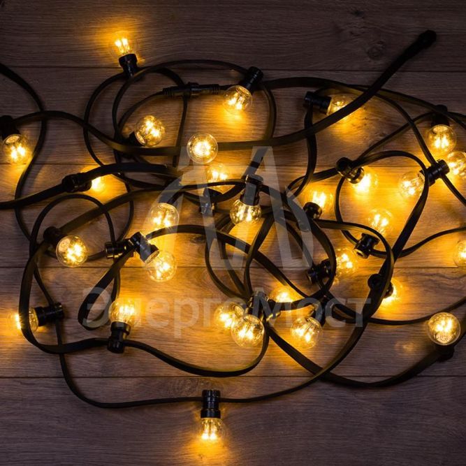 Гирлянда &amp;quot;LED Galaxy Bulb String&amp;quot; 10м 6х30LED тепл. бел. IP65 влагостойкая провод черн. каучук Neon-Night 331-326
