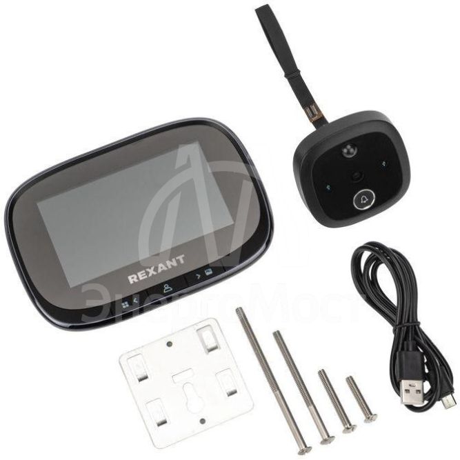 Видеоглазок дверной DV-115 с цветным LCD-дисплеем 4.3дюйм с функцией записи фото/видео по движ. встр. звонок ночн. реж. работы Rexant 45-1115