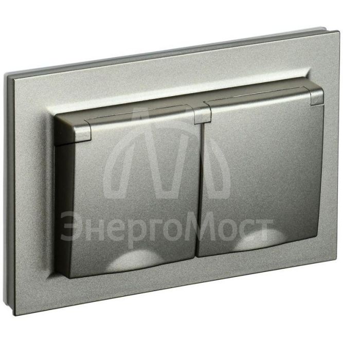 Розетка 2-м СП BRITE РСбш12-3-44-БрШ 16А в сборе IP44 с крышкой шампань IEK BR-R26-16-44-K37-F