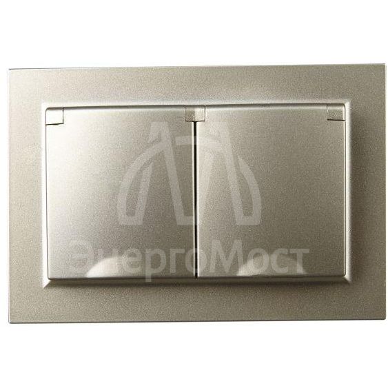 Розетка 2-м СП BRITE РСбш12-3-44-БрШ 16А в сборе IP44 с крышкой шампань IEK BR-R26-16-44-K37-F