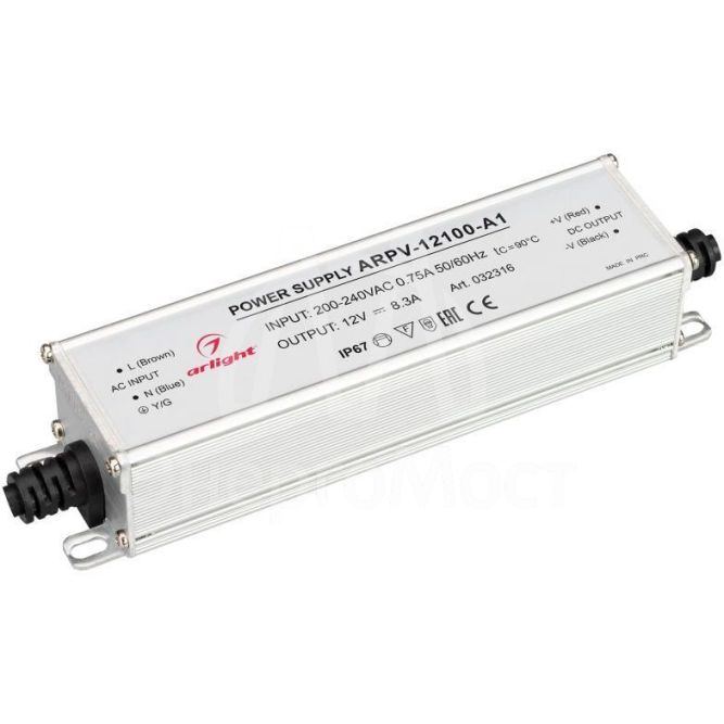 Блок питания ARPV-12100-A1 12В 8.3А 100Вт IP67 метал. 3 года Arlight 032316