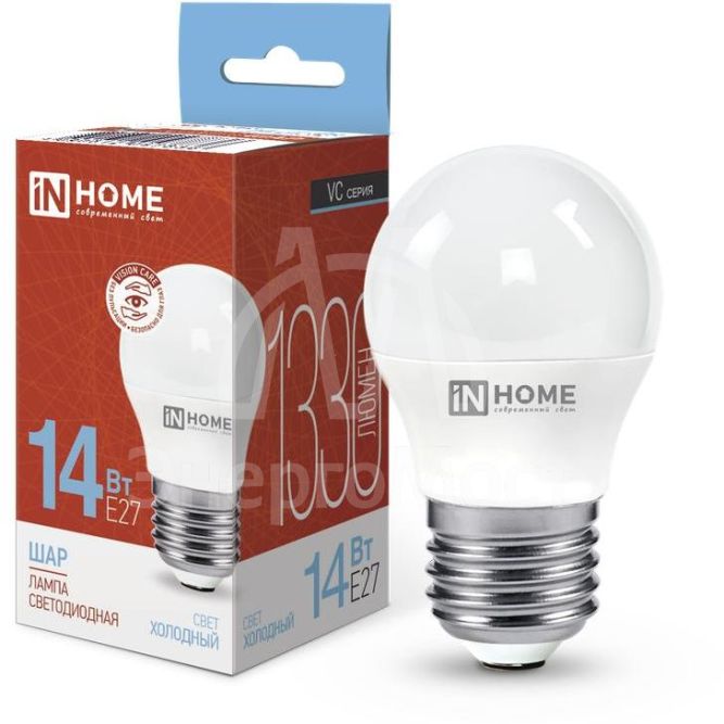 Лампа светодиодная LED-ШАР-VC 14Вт 230В E27 6500К 1330лм IN HOME 4690612047836