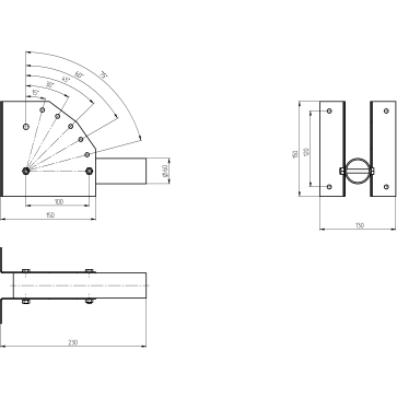Кронштейн для уличного светильника SPP-AC2-0-230-060 230х150х130 d60мм с перемен. углом Эра Б0047650