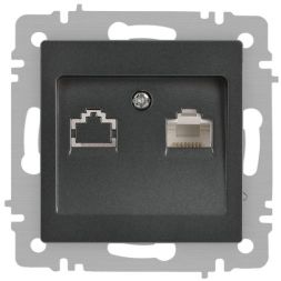 Розетка компьютерная 1-м СП Accent 6-303-07 RJ45 IP20 графит Intro Б0063638