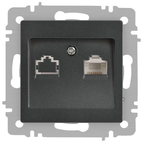 Розетка компьютерная 1-м СП Accent 6-303-07 RJ45 IP20 графит Intro Б0063638