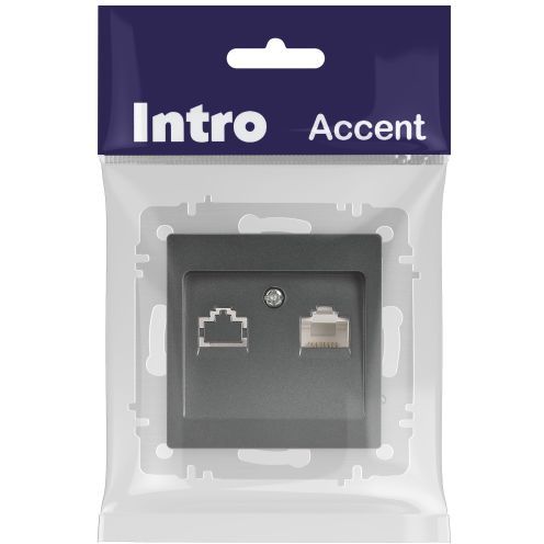 Розетка компьютерная 1-м СП Accent 6-303-07 RJ45 IP20 графит Intro Б0063638