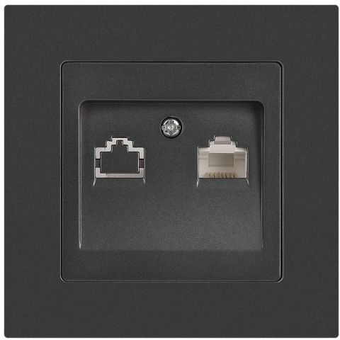 Розетка компьютерная 1-м СП Accent 6-303-07 RJ45 IP20 графит Intro Б0063638