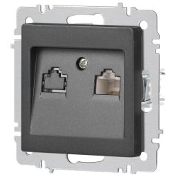 Розетка компьютерная 1-м СП Accent 6-303-07 RJ45 IP20 графит Intro Б0063638