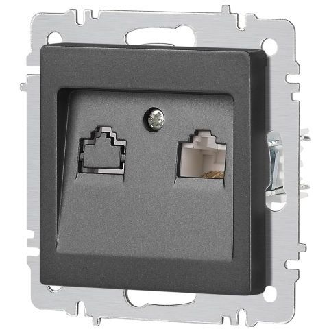 Розетка компьютерная 1-м СП Accent 6-303-07 RJ45 IP20 графит Intro Б0063638