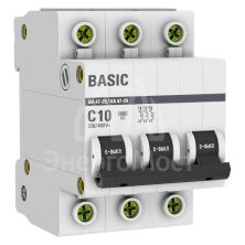 Выключатель автоматический модульный 3п C 10А 4.5кА ВА 47-29 Basic EKF mcb4729-3-10C