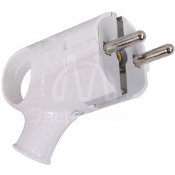 Вилка угловая с ушком с/з, белая 16А 250В Вихрь