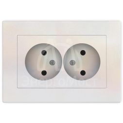 Розетка 2-м СП Афина 16А IP20 без заземл. в сборе жемчуг Universal A0102-OBr