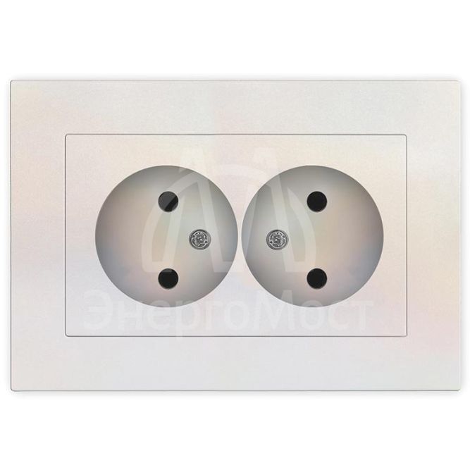 Розетка 2-м СП Афина 16А IP20 без заземл. в сборе жемчуг Universal A0102-OBr